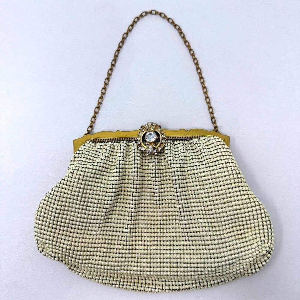 Whiting & Davis Co Mesh Bag USA Made Art Deco Jeweled Closure Vintage